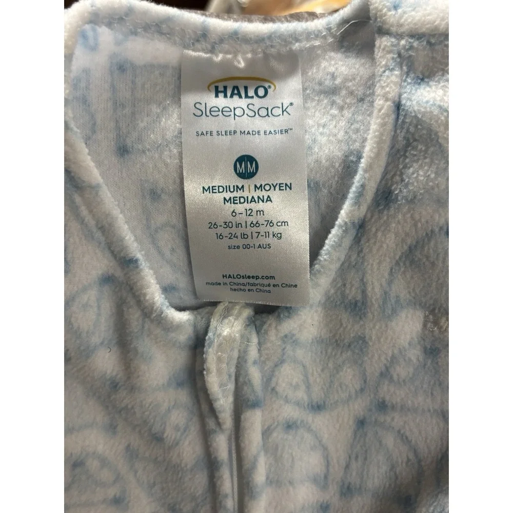 HALO SleepSack Wearable Blanket Blue White Fox Micro-Fleece 6-12M Medium 2867